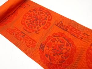 アンティーク　本場筑前博多　華紋織り出し　名古屋帯地反物